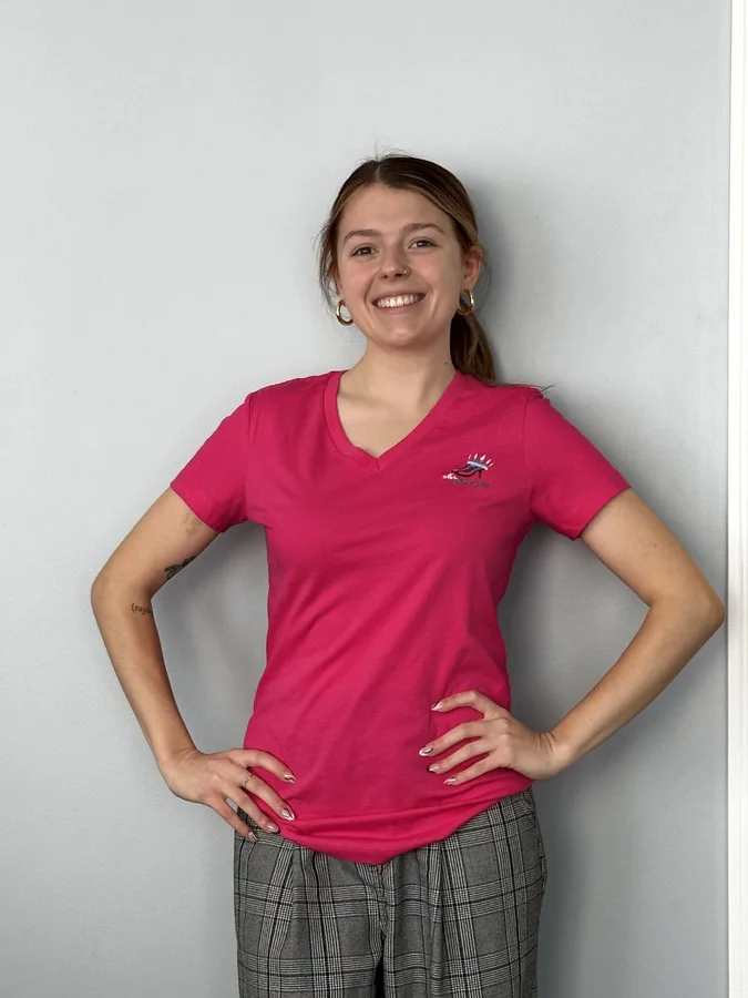 Ms. Medicare Raspberry Pink V-Neck